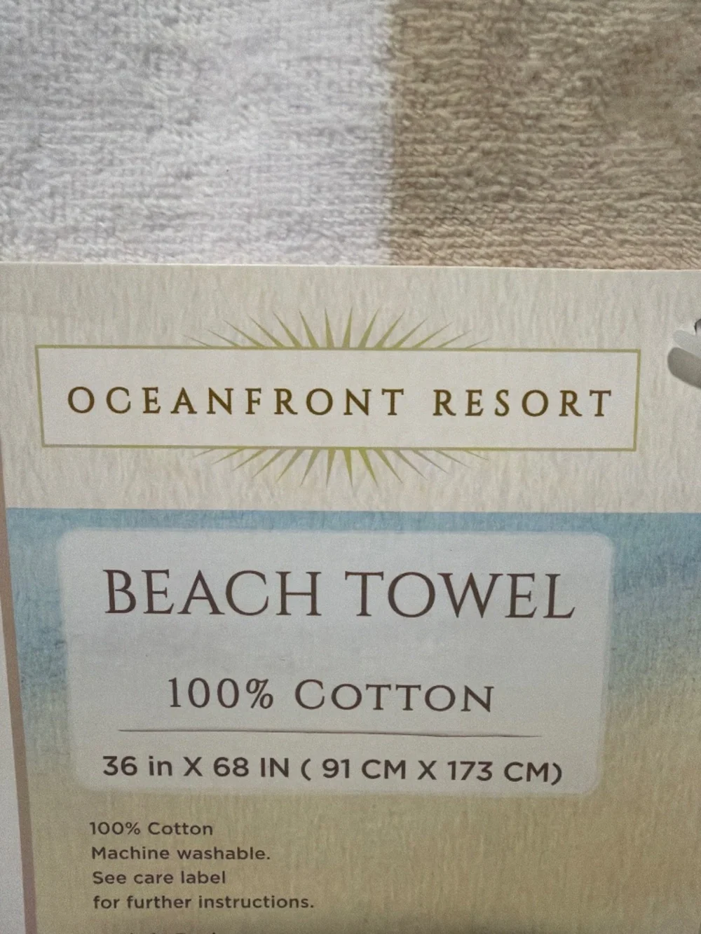 Ivory White Cabana Stripe Large Cotton Beach Towel